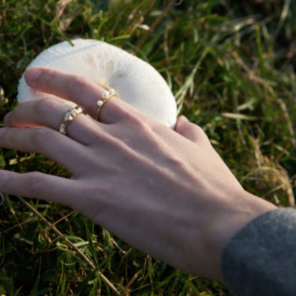 Yellow Ground Diamond Ring - Gold Vermeil - TiniCoterie