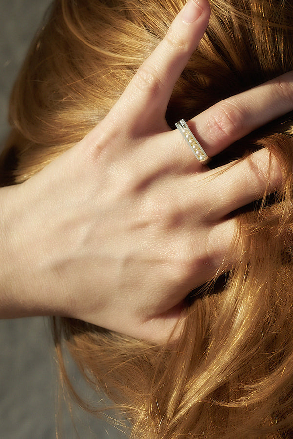 Let It Roll Pearl Ring - Sterling Silver - TiniCoterie