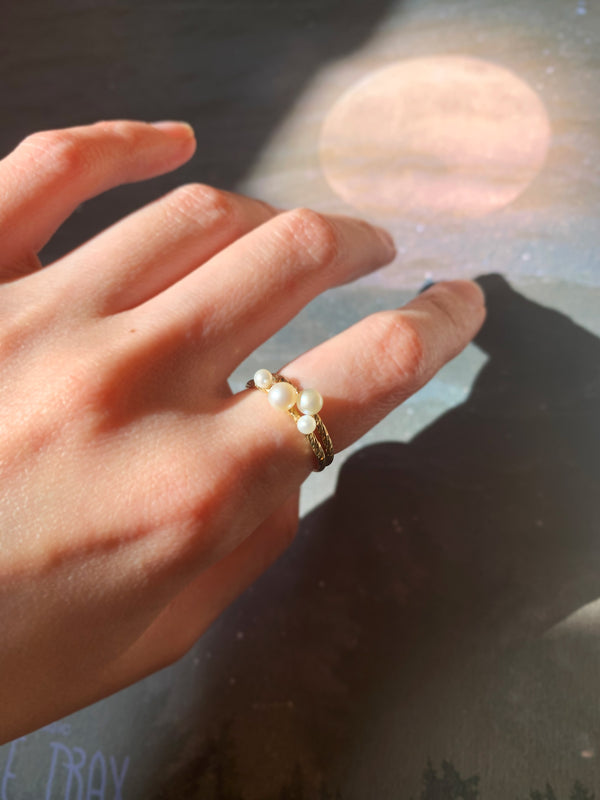 Trio Pearl Ring - Gold Vermeil - TiniCoterie