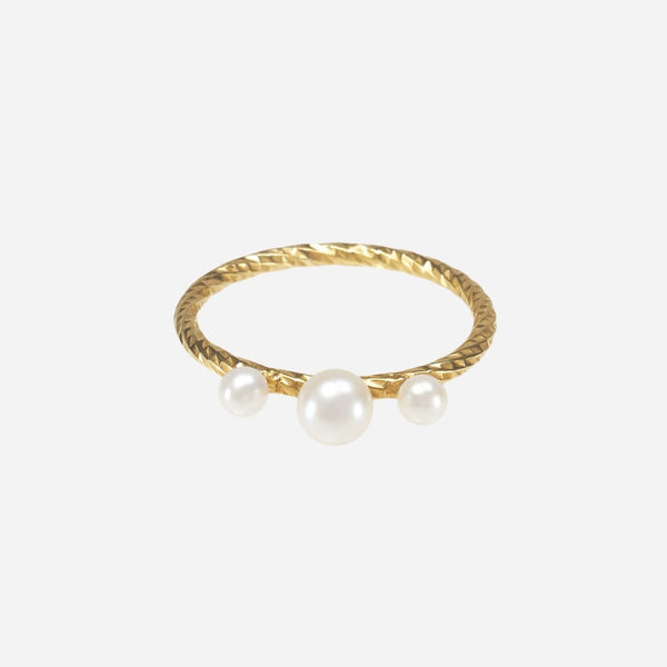 Trio Pearl Ring - Gold Vermeil - TiniCoterie