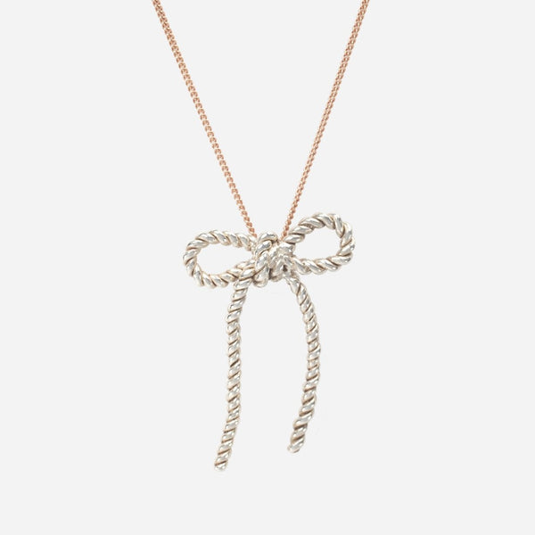 Twine Bow Necklace - Sterling Silver - TiniCoterie
