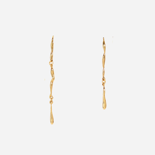 Tinicoterie Drizzly Memory Asymmetrical Earrings - Gold - model front